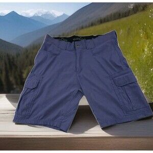 Eddie Bauer Adventure Trek Cargo Shorts Mens‎ 34 Blue Outdoor Nylon Stretch